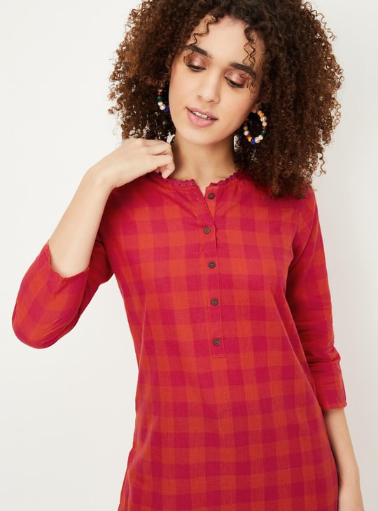 Women Checkered Cotton Kurta