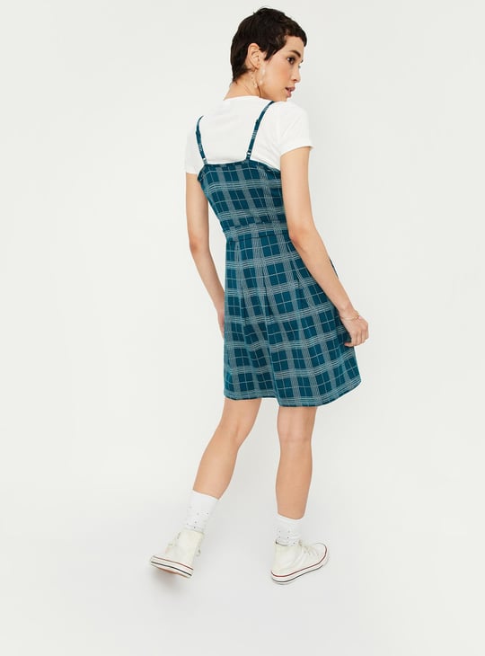 Blue check pinafore dress best sale