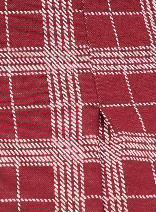 Women Checked Pinafore Dress with T-shirt