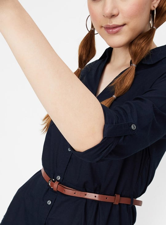 Women Solid Belted Tunic