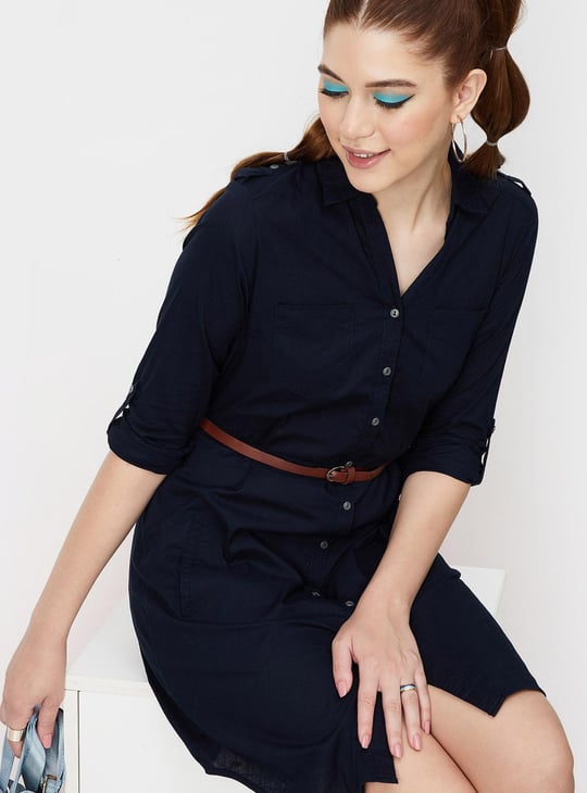 Women Solid Belted Tunic