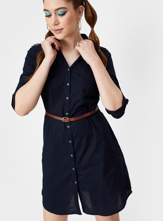 Women Solid Belted Tunic