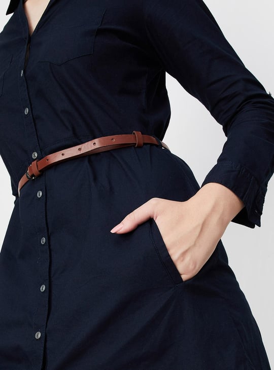 Women Solid Belted Tunic