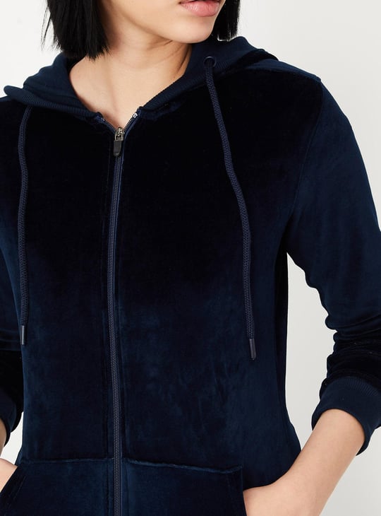 Women Velvet Hooded Jacket