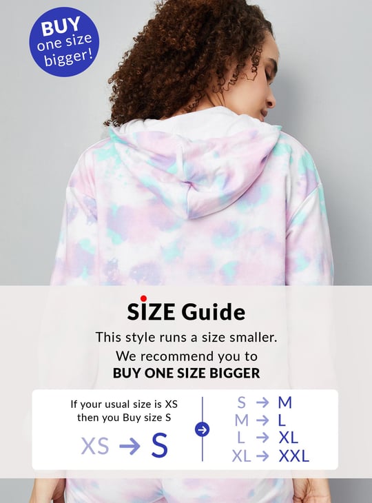 Women Printed Cropped Hooded Sweatshirt