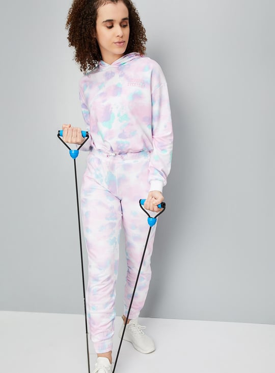 Women Printed Cropped Hooded Sweatshirt