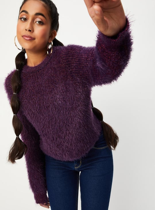 Girls Fuzzy Knit Sweater