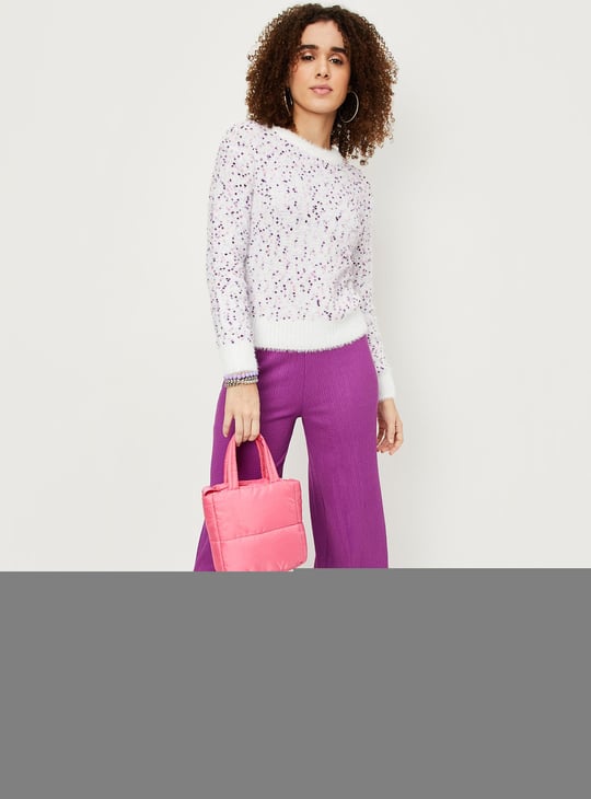 Women Textured Crew Neck Sweater