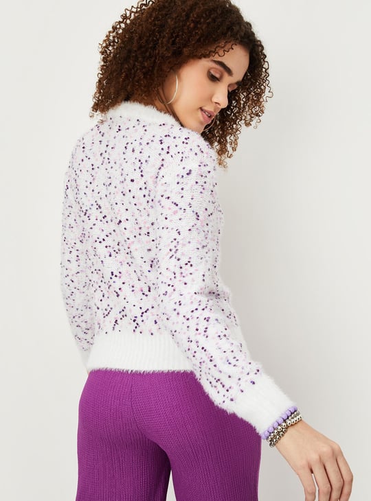 Women Textured Crew Neck Sweater