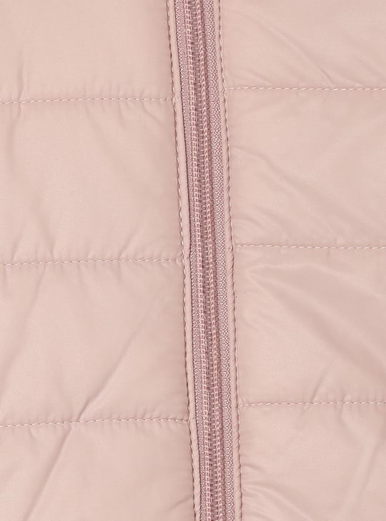Girls Solid Quilted Hooded Jacket