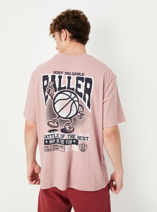 Men Oversized Back Print T-shirt