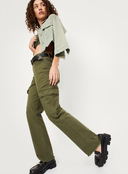 Women Solid Cargo Trousers