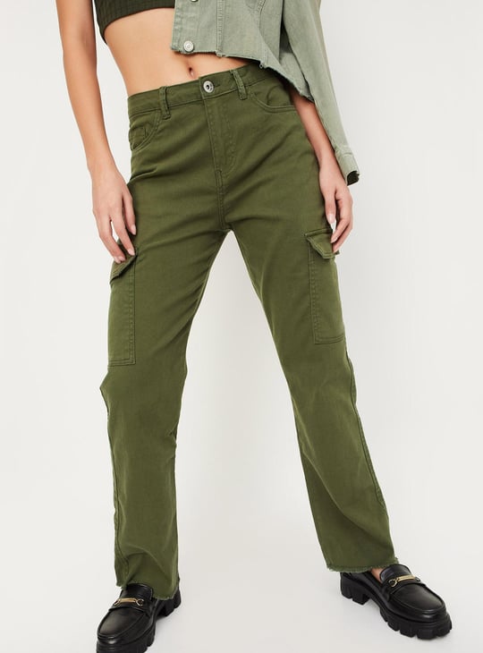Women Solid Cargo Trousers