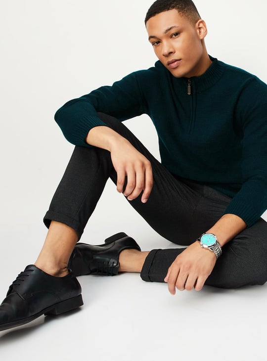 Men Knit Quarter-Zip Sweater