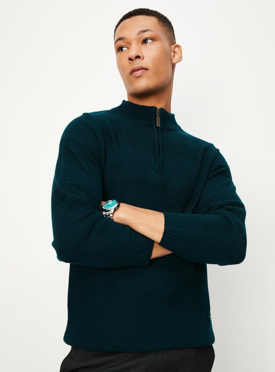 Men Knit Quarter-Zip Sweater