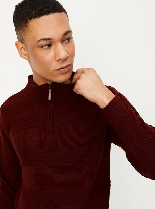 Men Knit Quarter-Zip Sweater