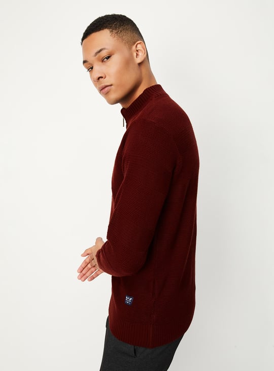 Men Knit Quarter-Zip Sweater