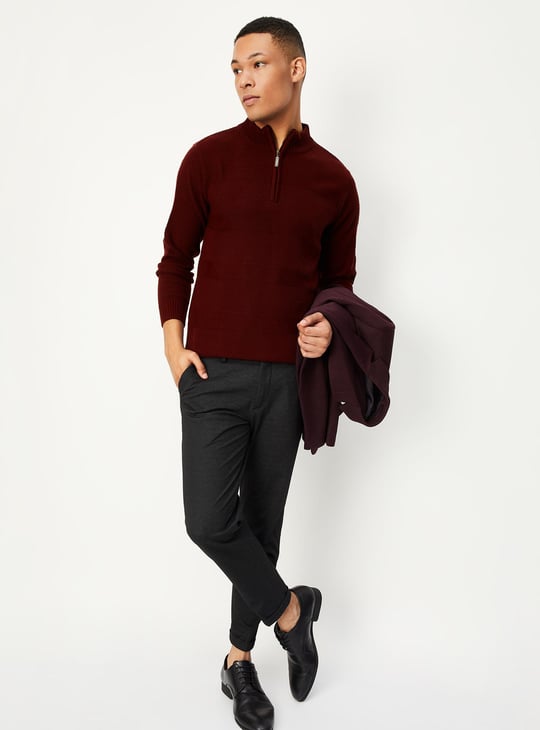 Men Knit Quarter-Zip Sweater