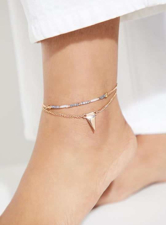 Women Layered Anklet with Charm