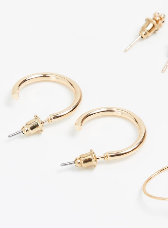 Women Assorted Earrings Pack of Gold Stone Studded