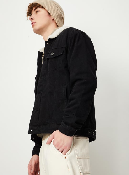 Men Solid Full Sleeves Denim Jacket