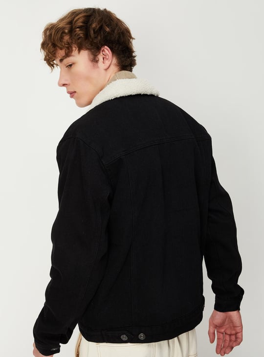 Men Solid Full Sleeves Denim Jacket