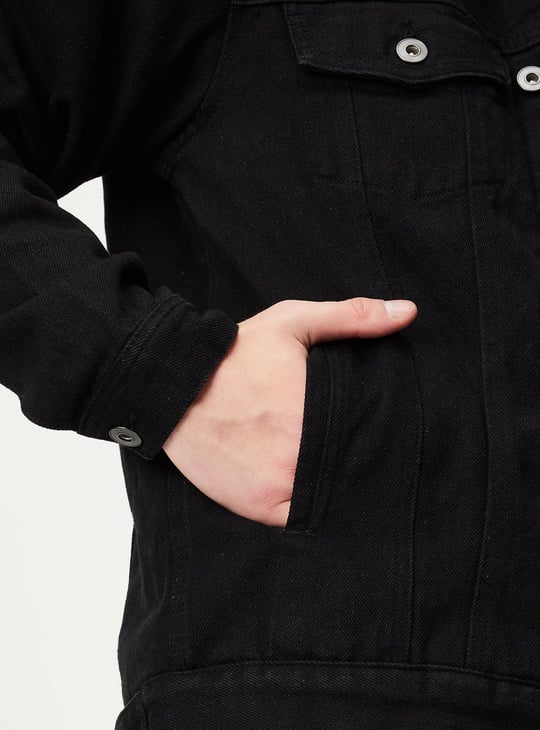 Men Solid Full Sleeves Denim Jacket