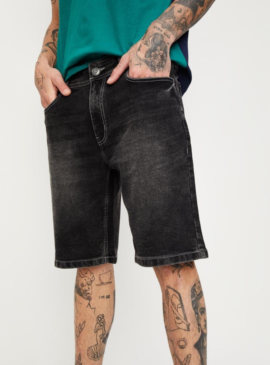 Men Washed Denim Shorts