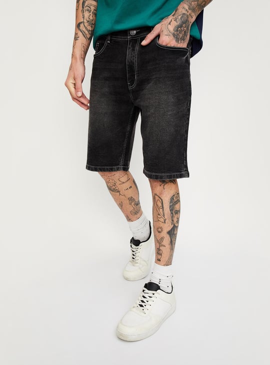 Men Washed Denim Shorts