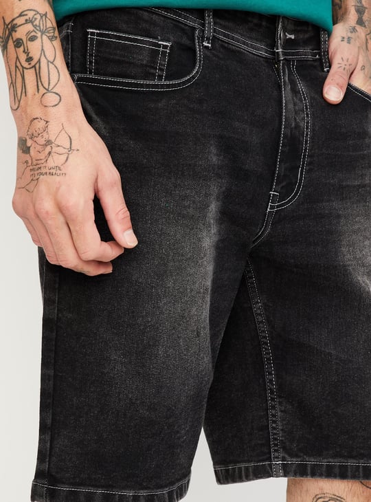 Men Washed Denim Shorts