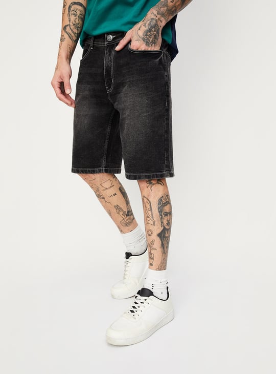 Men Washed Denim Shorts