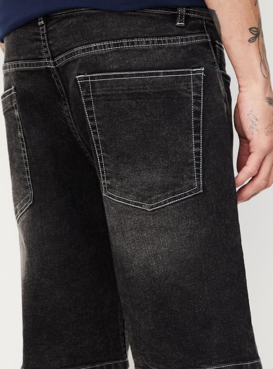 Men Washed Denim Shorts