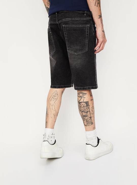 Men Washed Denim Shorts
