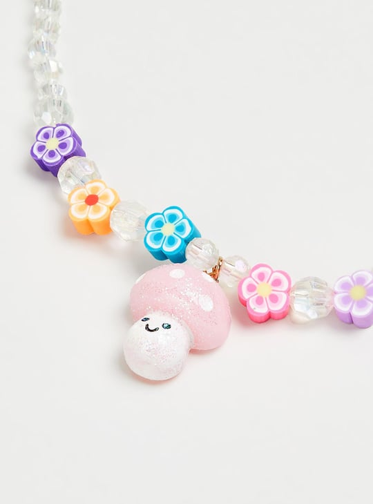 Girls Floral Pearl Necklace Set
