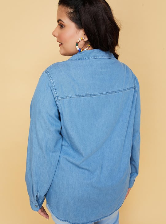 Women Solid Denim Shirt