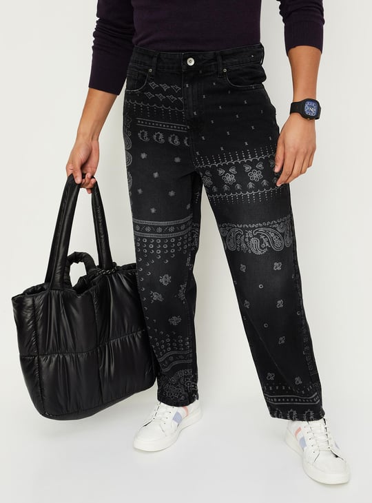 Men Printed Loose Fit Jeans
