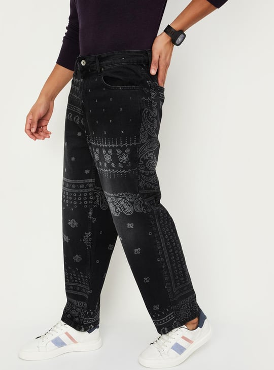 Men Printed Loose Fit Jeans