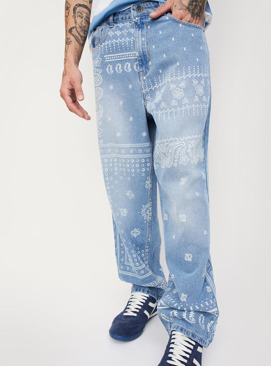 Men Printed Loose Fit Jeans