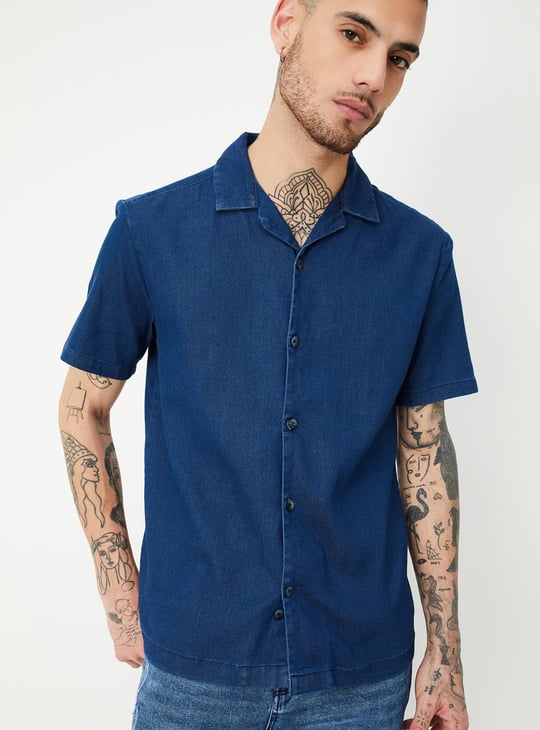 Men Slim Fit Denim Resort Shirt