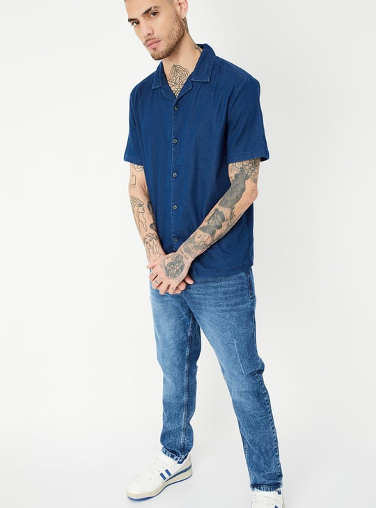 Men Slim Fit Denim Resort Shirt