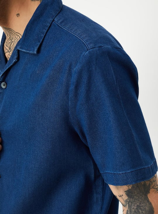 Men Slim Fit Denim Resort Shirt