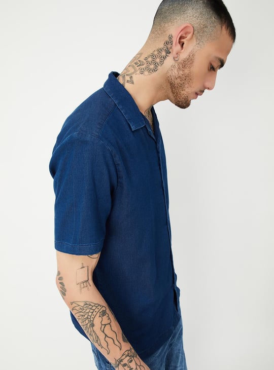 Men Slim Fit Denim Resort Shirt