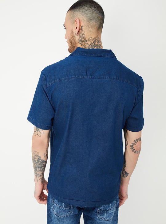 Men Slim Fit Denim Resort Shirt