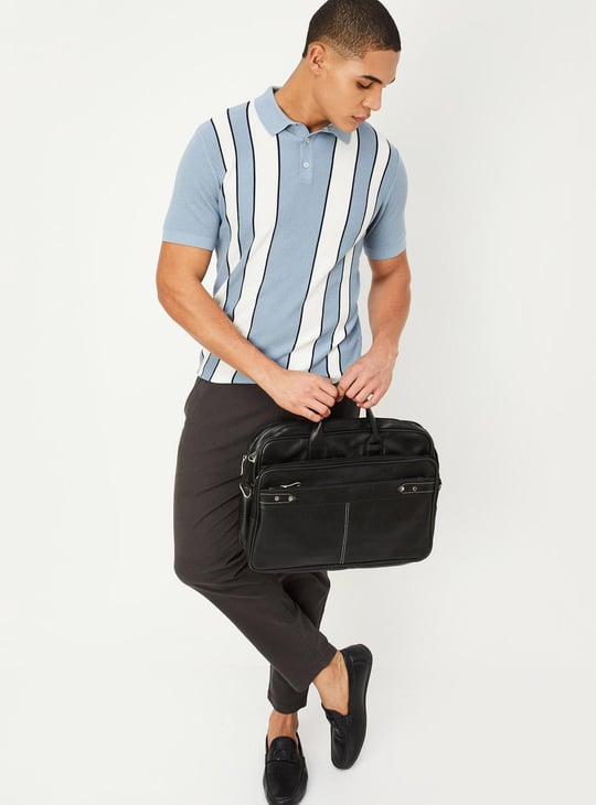 Men Striped Flat Knit Polo