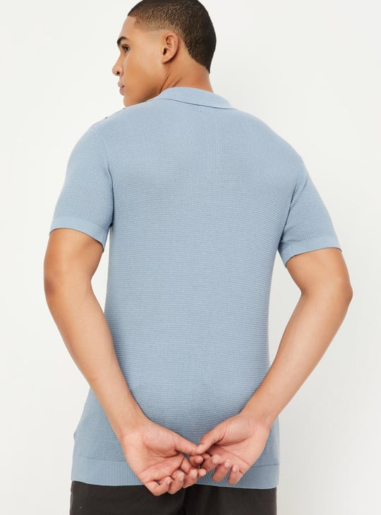 Men Striped Flat Knit Polo