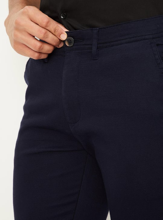 Men Textured Slim Fit Stretch Chinos