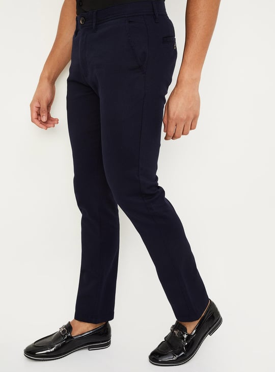 Men Textured Slim Fit Stretch Chinos