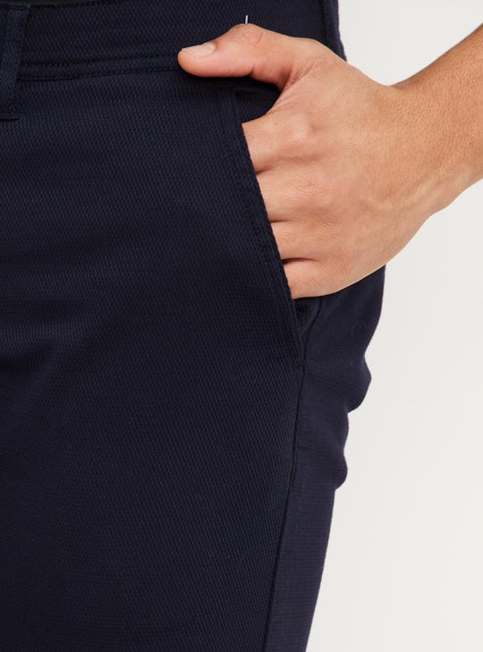 Men Textured Slim Fit Stretch Chinos