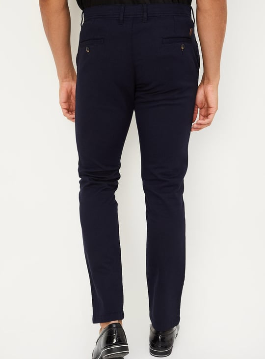 Men Textured Slim Fit Stretch Chinos