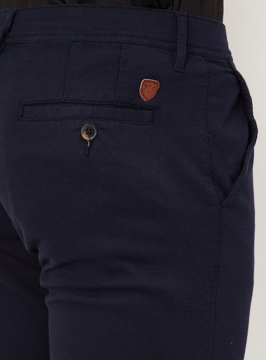 Men Textured Slim Fit Stretch Chinos